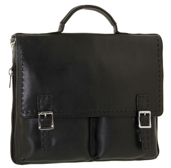 Men's leather briefcase with pockets M 778j