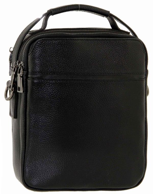 Men's black leather purse with two entrances ML 261-3j